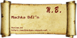 Machka Bán névjegykártya